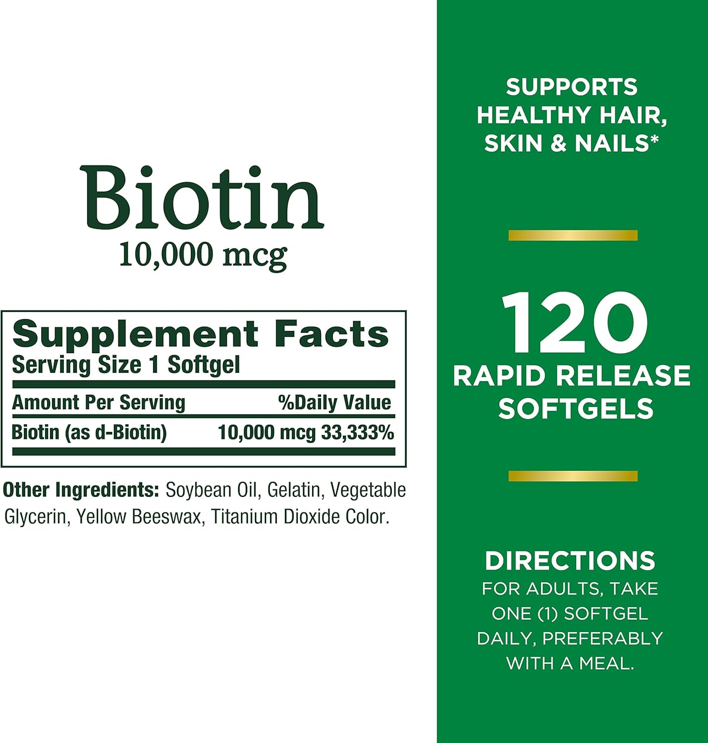 Biotin 10000 mcg Rapid Release Softgels, 120 Ct D2540