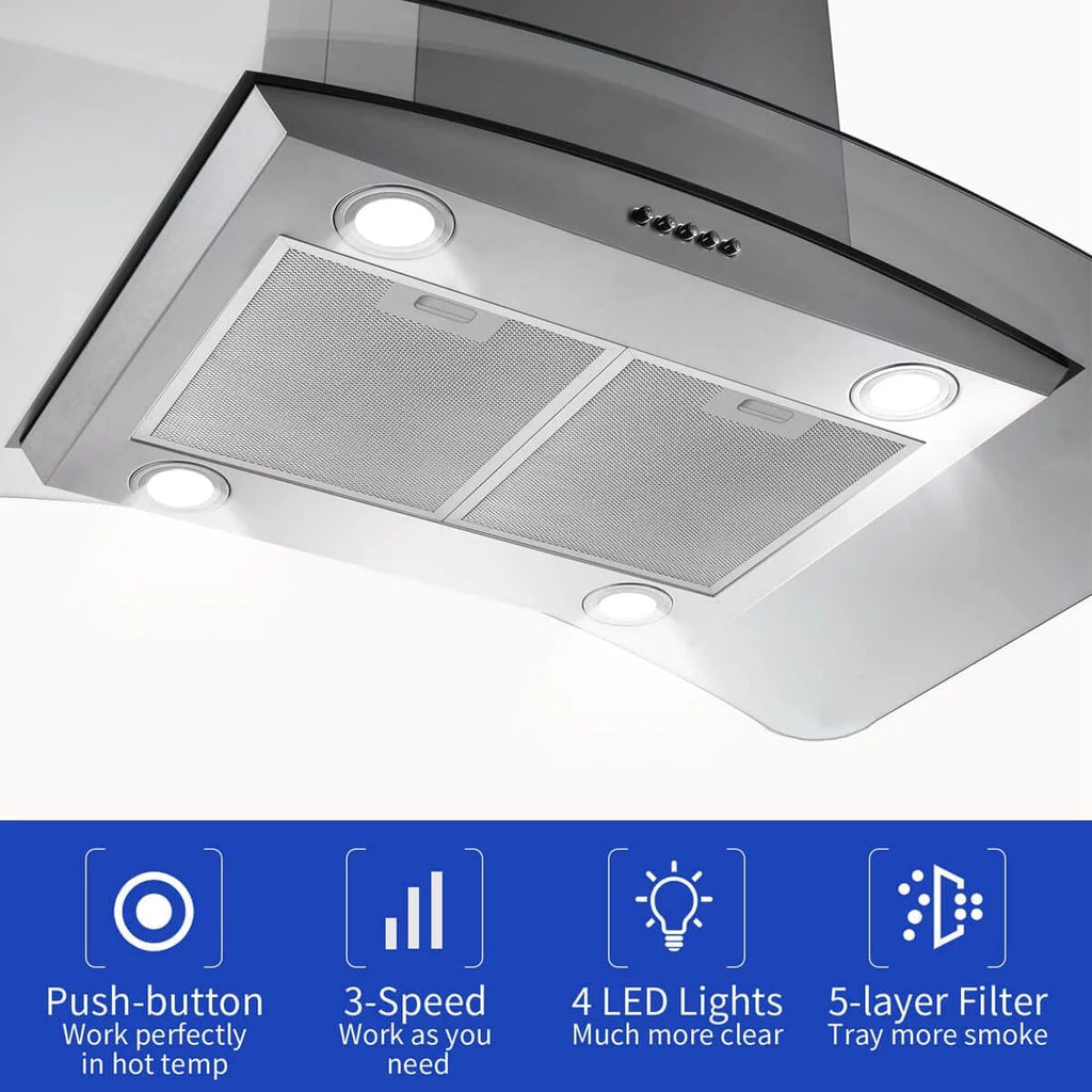 36 inch Kitchen Range Hood with Aluminum Filter Tempered Glass M73741
