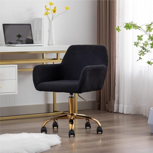 Faux Fur Desk Chair with Rolling Wheels O610