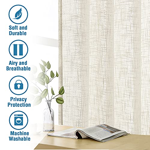 Natural Linen Blended Curtains 84 inches Long 2 Panel Sets G3441