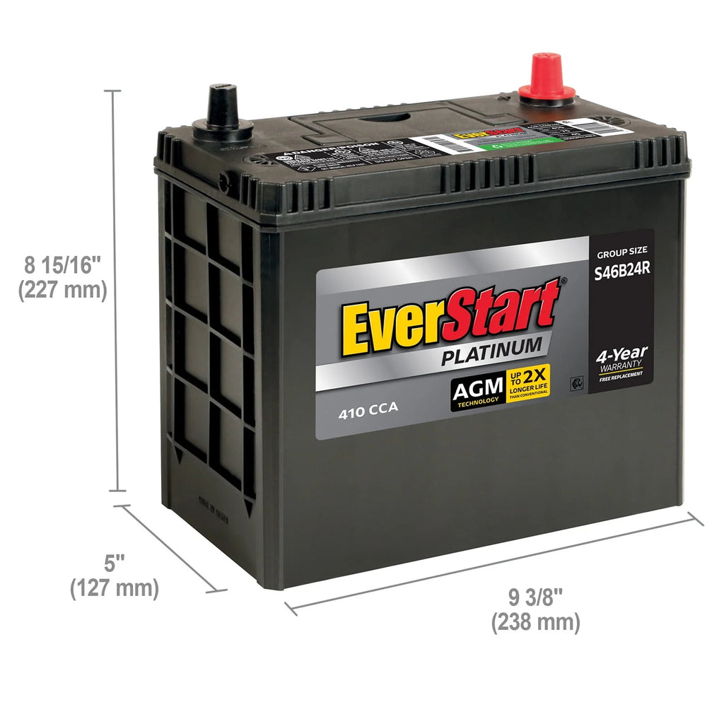 Automotive Battery, Group Size S46B24R 12 Volt, 410 CCA A254332