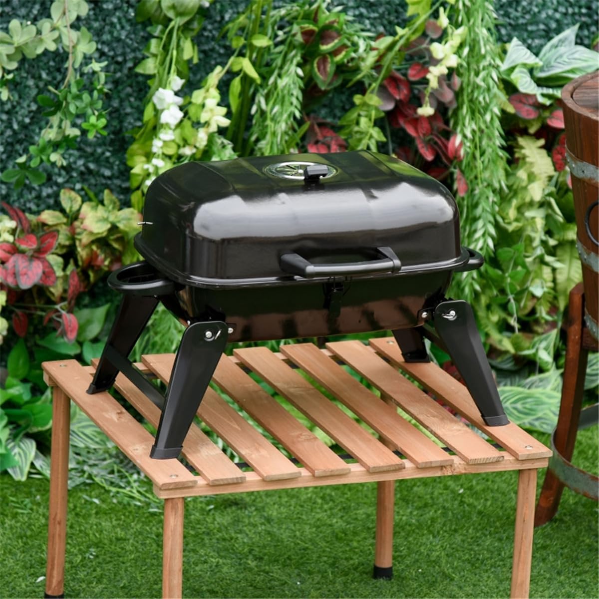 Charcoal BBQ Grill Portable Folding Tabletop Grill Black X34642