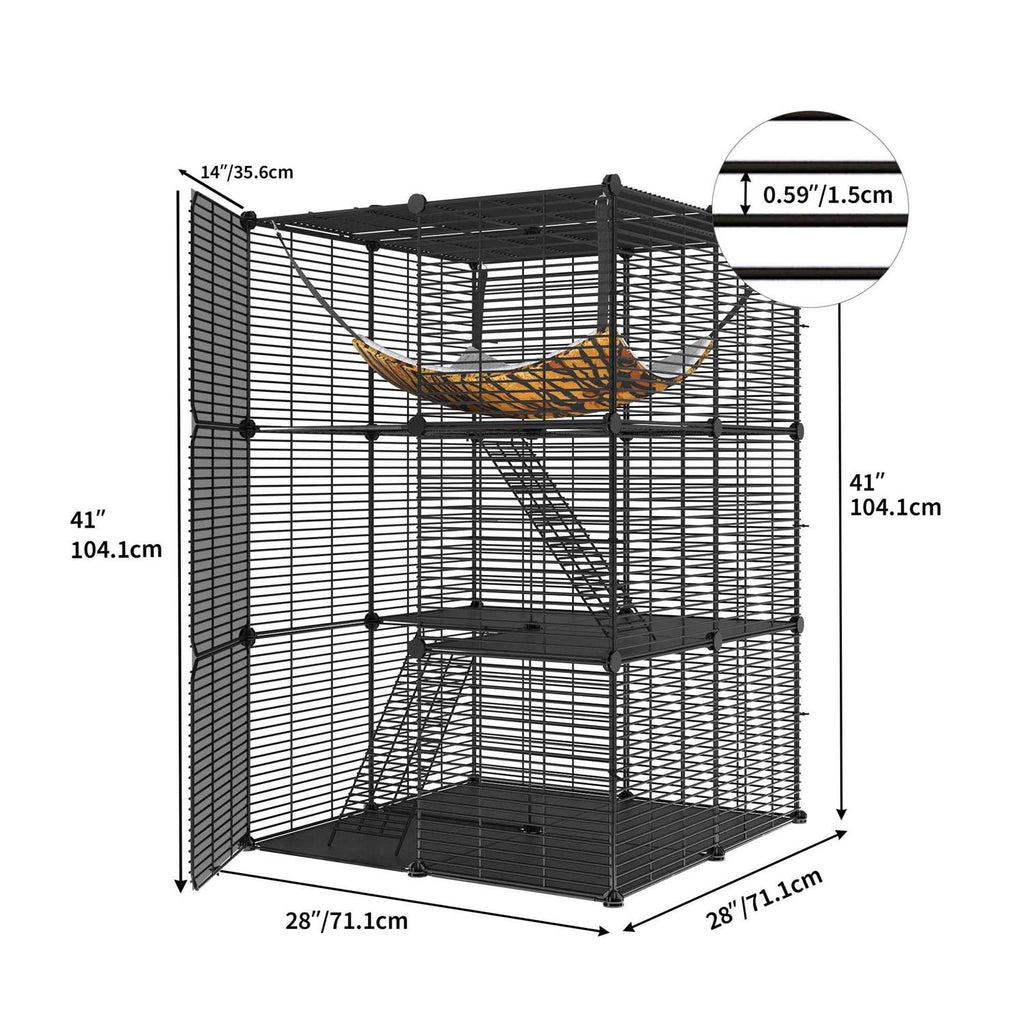 Cat Cage Cat Enclosures Cat Kennel with Extra Large Hammock W19486