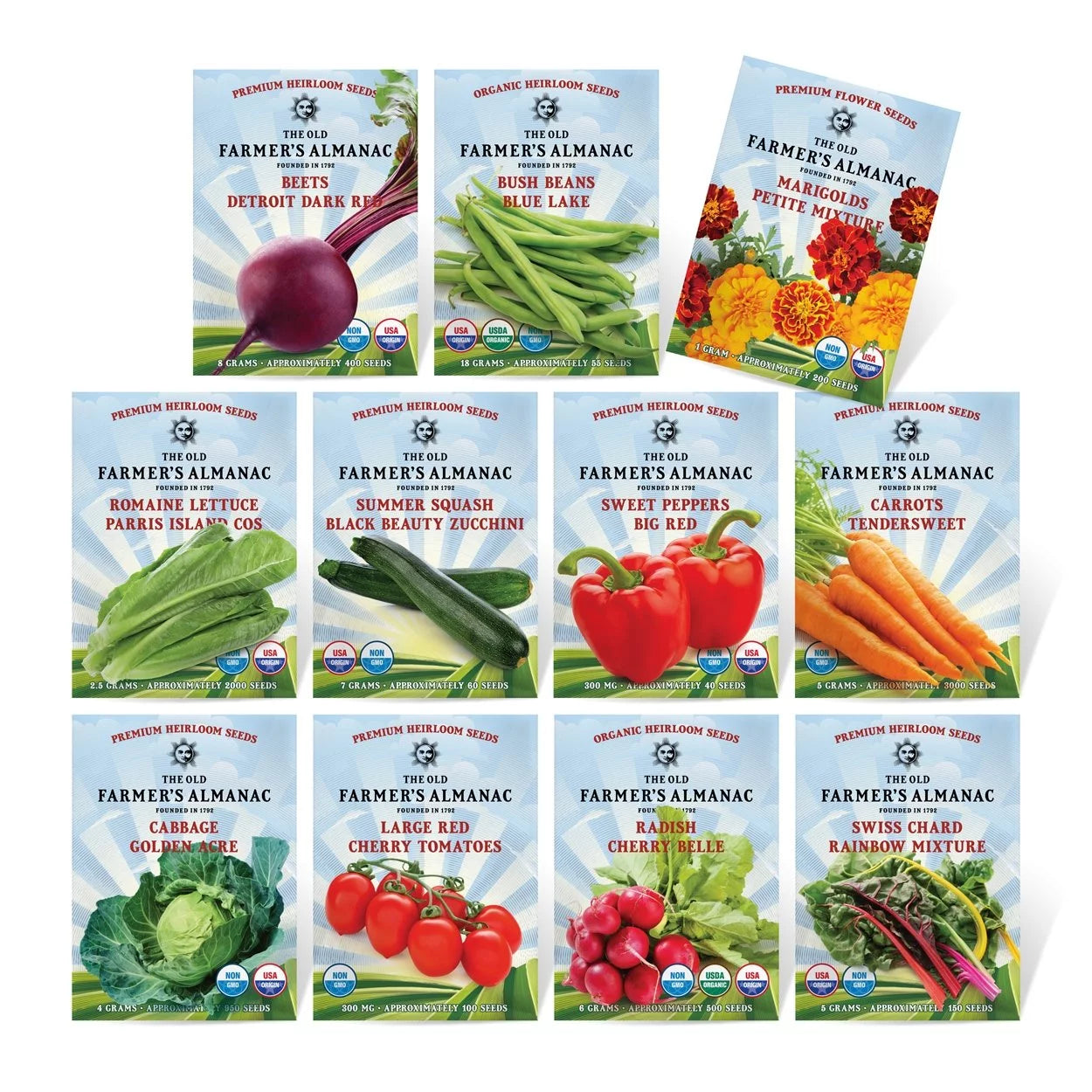 Heirloom Vegetable Garden Starter Kit 11 Seed Packets V2264