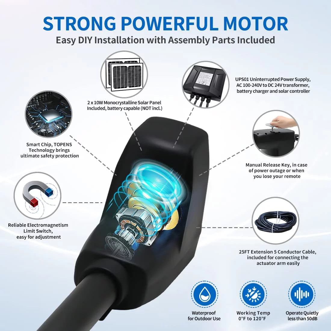 Solar Dual Swing Gate Opener Heavy Duty Automatic Gate Motor V18978