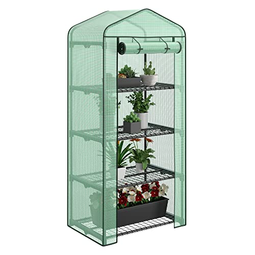 2.3x1.5x5.3 FT 4 Tier Mini Greenhouse with PE Cover E76778