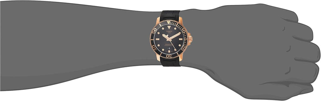 316L stainless steel case with rose gold PVD coating Automatic watch, Black, Rubber D799