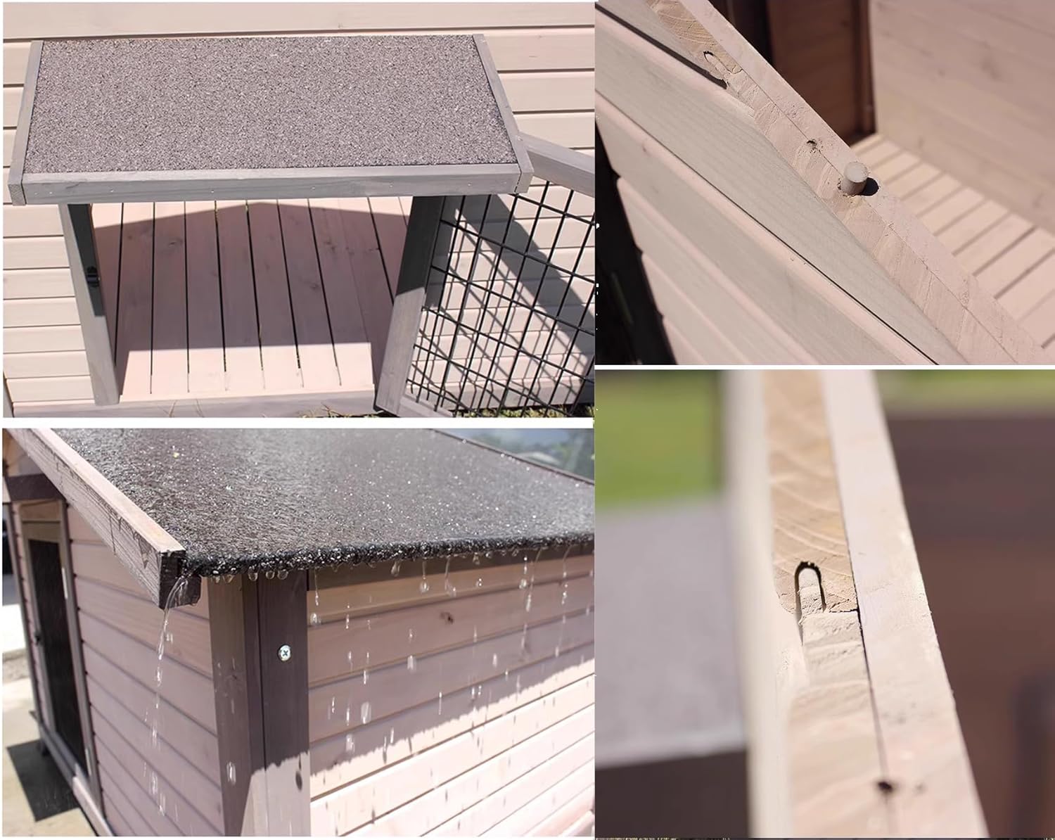 Grey Weatherproof Wooden Dog House with Elevated Floor A3699