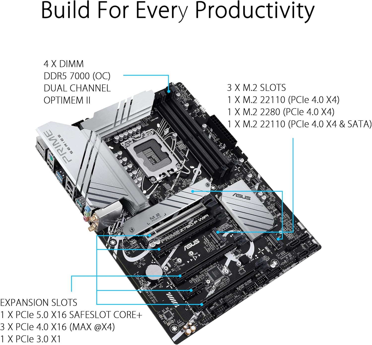 Z790 ATX Motherboard with WiFi 6, PCIe 5.0, DDR5, 3X M.2, Thunderbolt 4, 2.5Gb LAN U227357