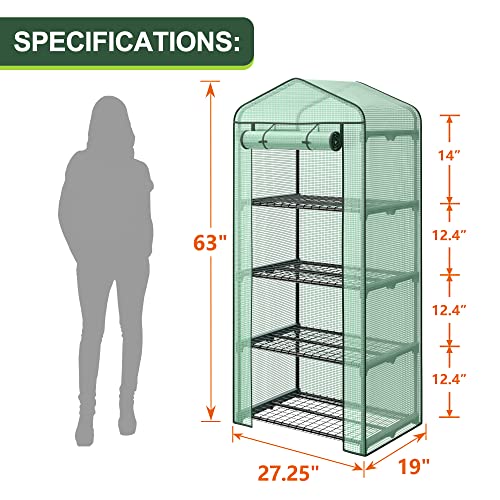 2.3x1.5x5.3 FT 4 Tier Mini Greenhouse with PE Cover E76778
