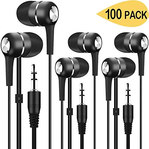 100 Pack Disposable Earbuds Headphones F7326