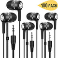 100 Pack Disposable Earbuds Headphones F7326