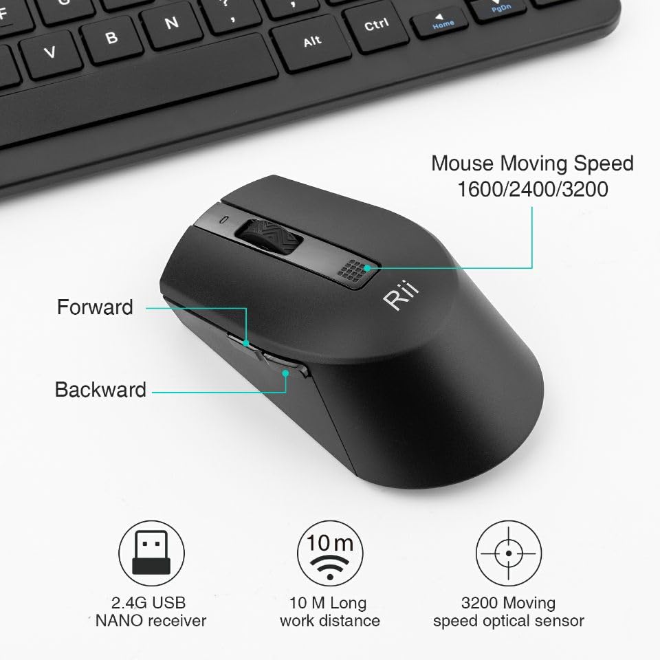 2.4 Gigahertz Ultra-Slim Wireless Keyboard and Mouse Combo (Black) A114