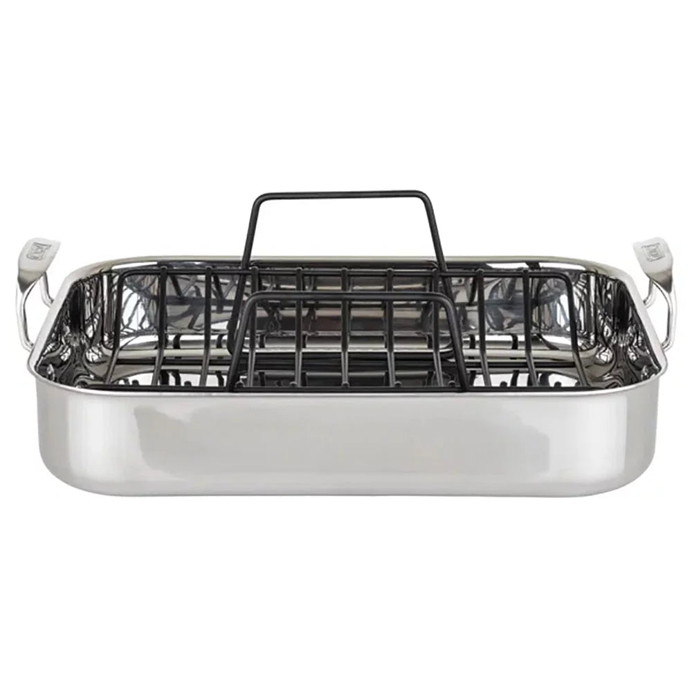 3-Ply Stainless Roasting Pan with Rack and Thermometer Set H25051