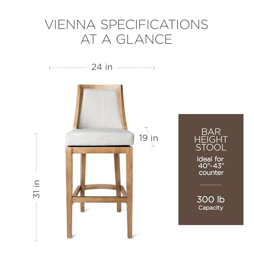 Weathered Oak Finish Sand Color Fabric Upholstered Counter Height Barstool, Set of 2 S7688