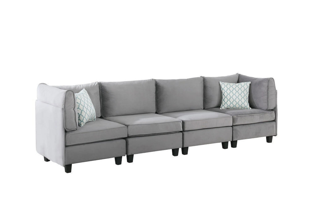 Gray Velvet 6Pc Modular Sectional Sofa X12417