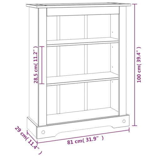 3-Tier Rustic Mexican Pinewood Bookcase N922