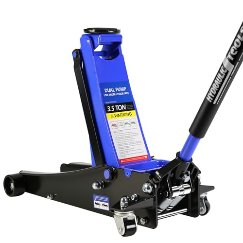 3 Ton Low Profile Hydraulic Steel Floor Jack with Dual Pump Pistons, 6000 lbs Capacity, Lifting Range 3.3"-18.5" Y1988