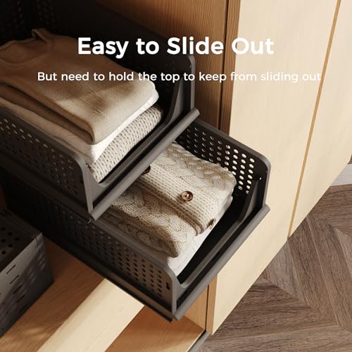 5 Pack Folding Plastic Drawer Basket Storage Box (Grey) W809415
