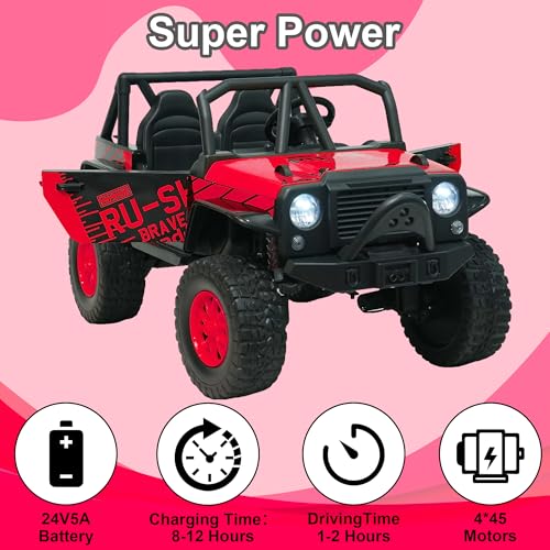 24V 5AH 2 Seater 4WD Electric Ride On Car with Remote Control (Red) N579