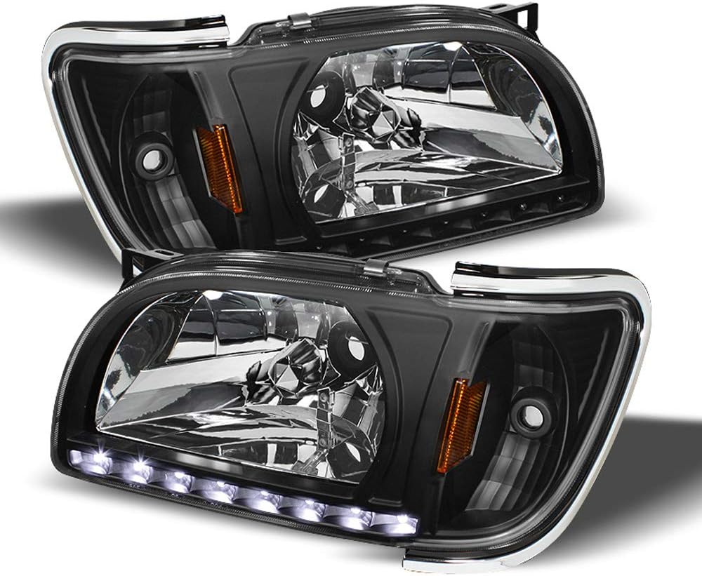 Black 2001-2004 Toyota Tacoma DRL LED Headlights with Corner Lamps N788