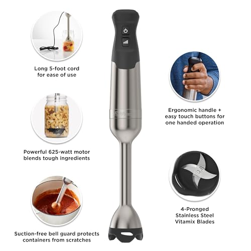 5-Speed Immersion Blender Bundle, 625-Watt Motor, Stainless Steel/Black Q203