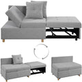 Light Gray Linen Convertible Sleeper Sofa Chair with 2 Throw Pillow A6467