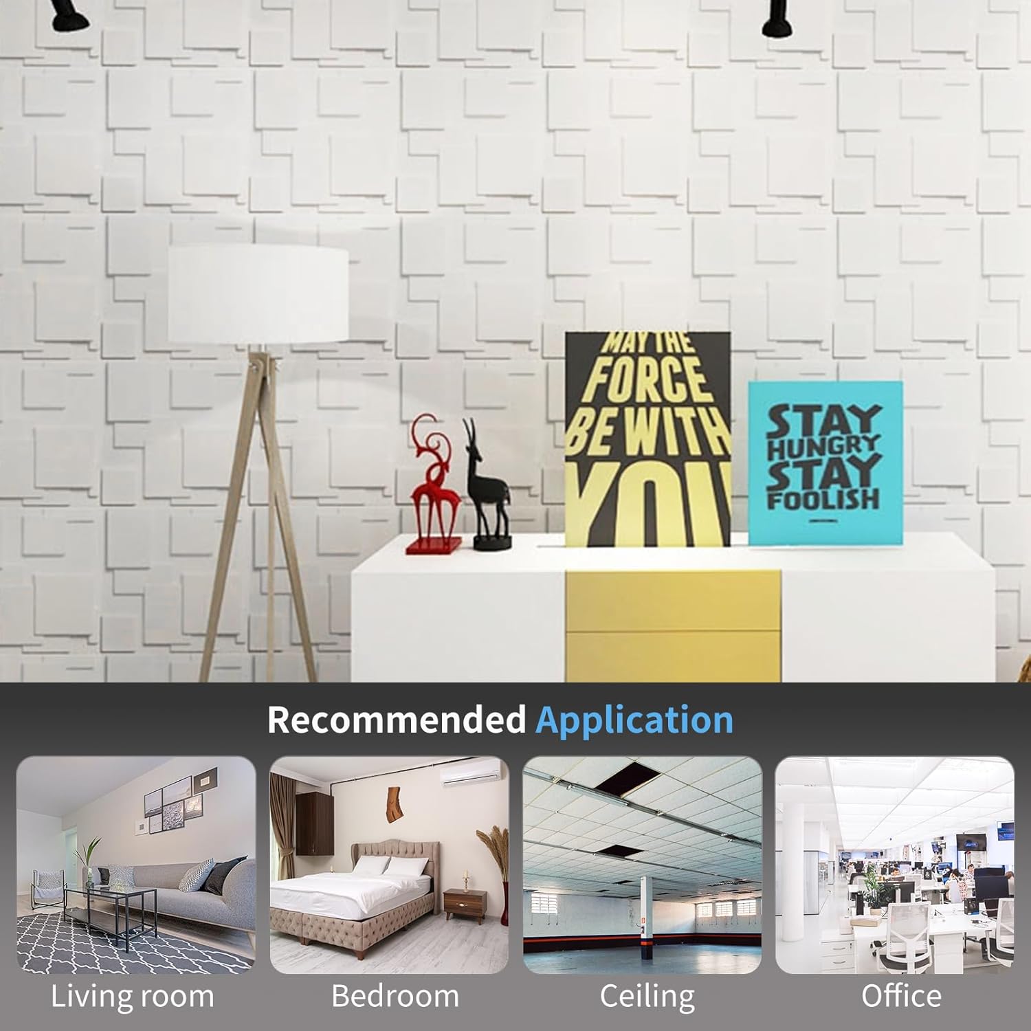 White PVC 3D Wall Panel, 32 Sq.FT P918