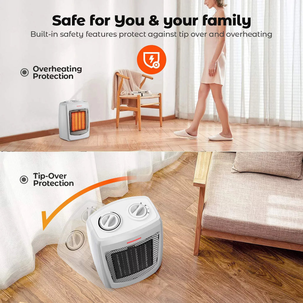 Ceramic Small Space Heater with Thermostat, 750W/1500W A704267