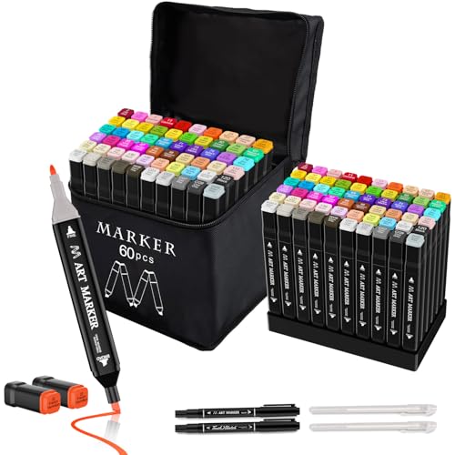 120 Colors Dual Tip Alcohol Based Art Markers Set with Case A317628