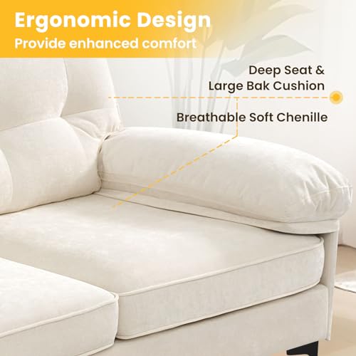 Grey Chenille L-shaped Couch with Reversible Chaise Q181