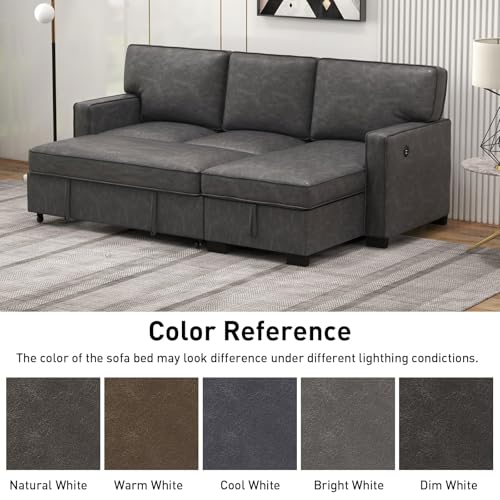 Grey Chenille L-Shaped Sleeper Sofa with Storage B20374