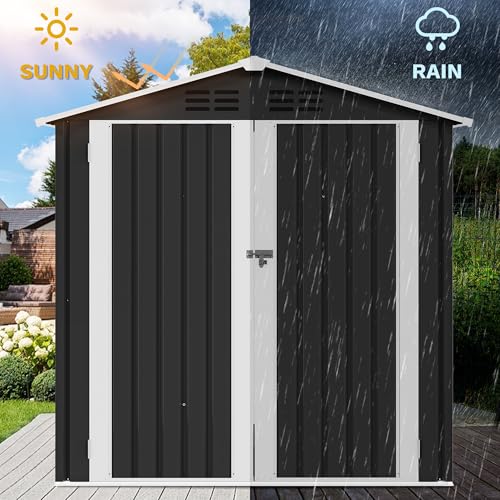 6x4ft Metal Outdoor Storage Shed with Window R6003
