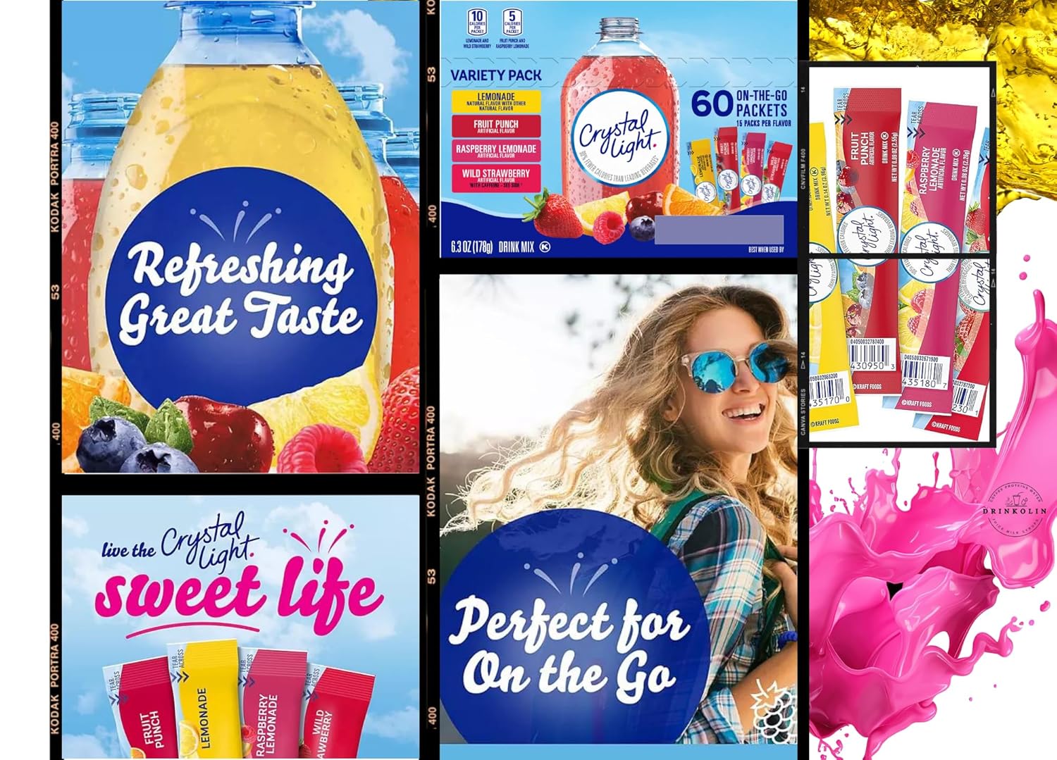 60 Flavored Drink Mix Packets Variety Pack S86036
