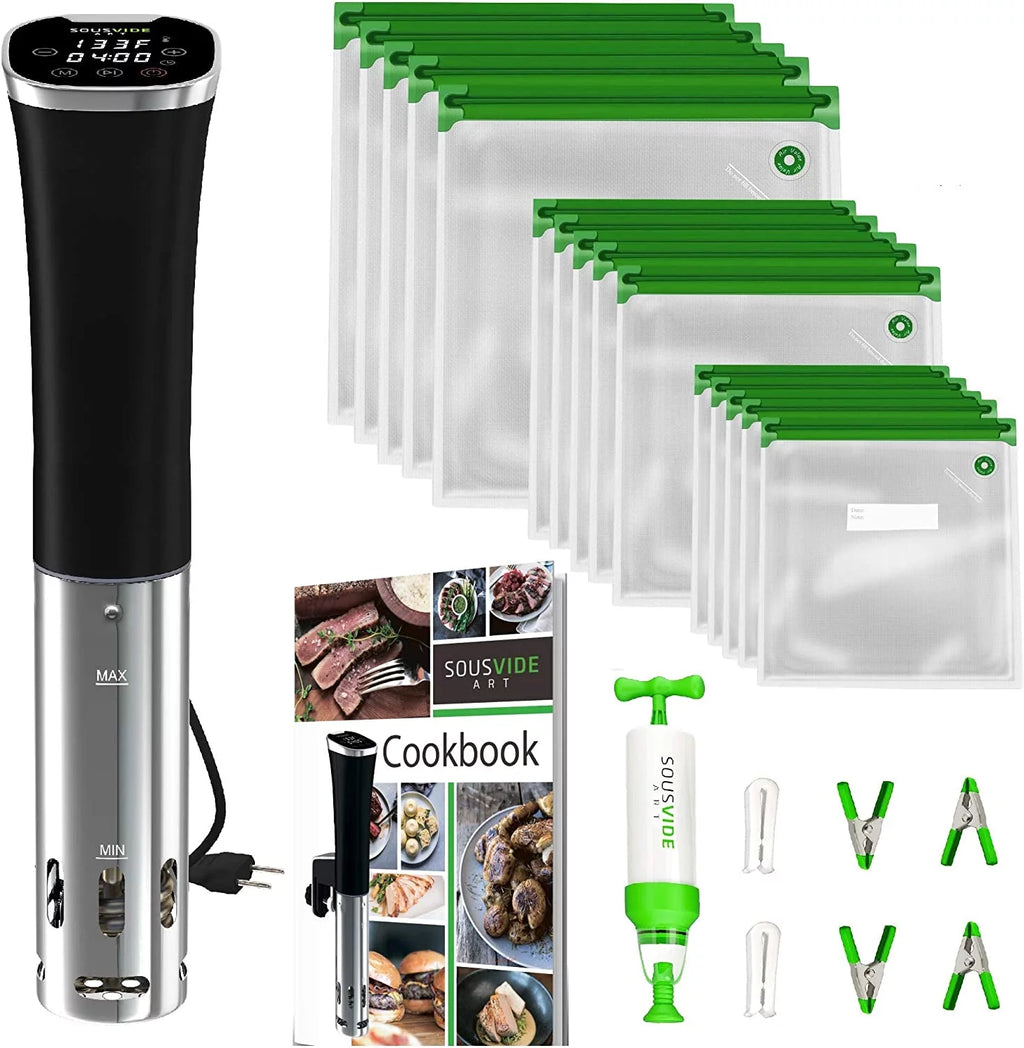 Sous Vide Machine 800W with Digital Timer, 30 Bags, Clips, Vacuum Pump, Cookbook P3154