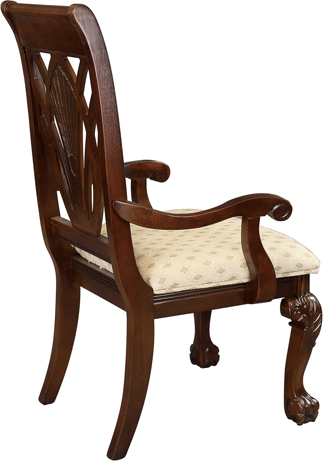 Dark Cherry Fabric Upholstered Dining Armchairs 2pc Set K33101