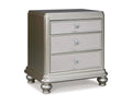 Silver 3 Drawer Nightstand Y39855