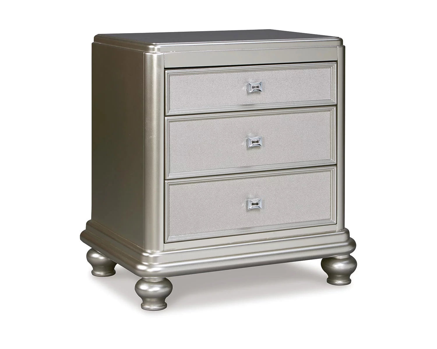Silver 3 Drawer Nightstand Y39855