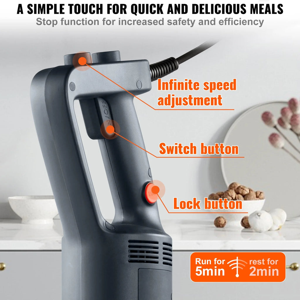 Commercial Immersion Blender Heavy Duty Hand Mixer 750W Variable Speed S975450