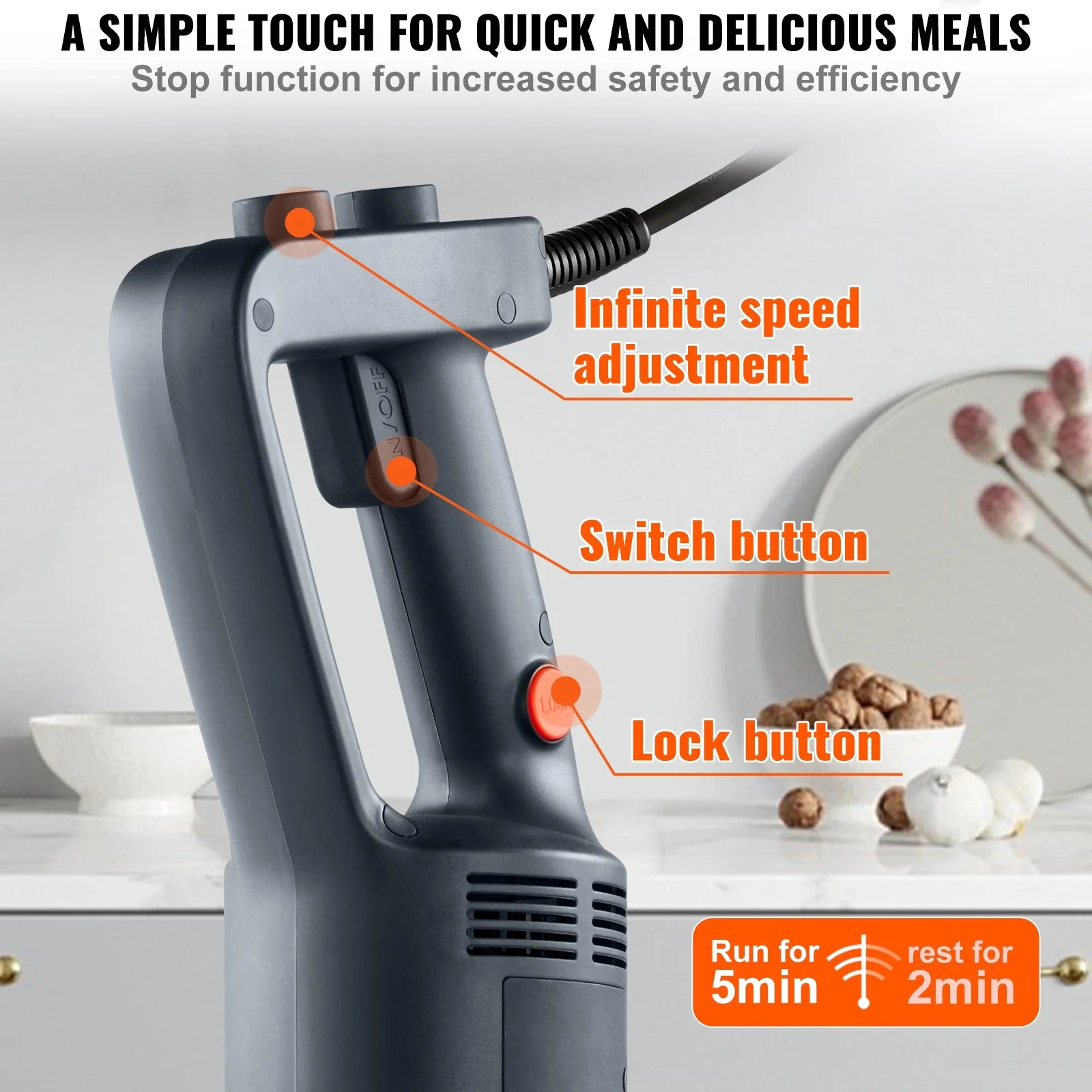 Commercial Immersion Blender Heavy Duty Hand Mixer 750W Variable Speed S975450