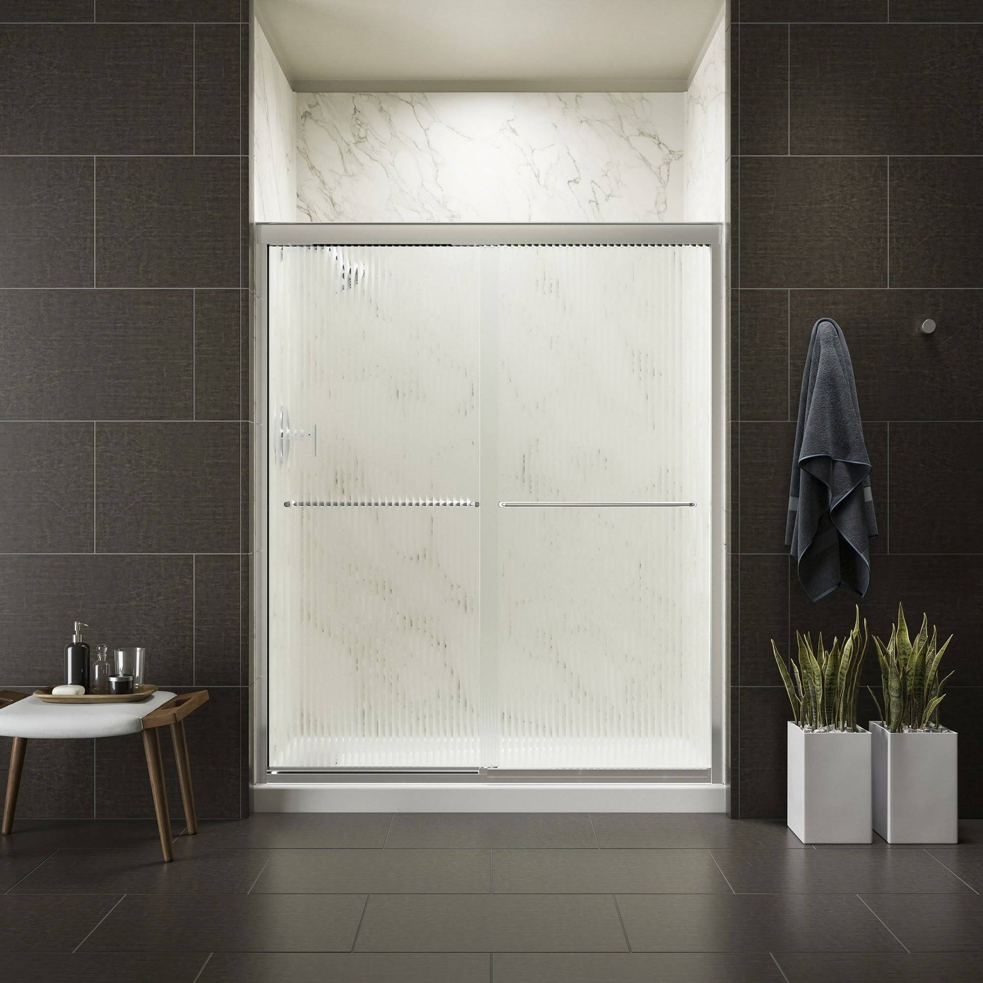 Bright Polished Silver Shower Door O93277