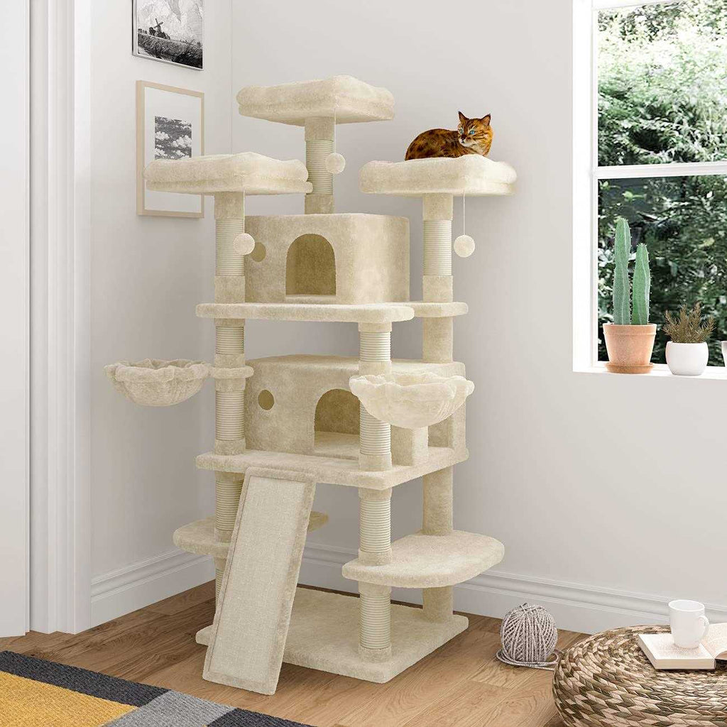 68 Inches Multi-Level Cat Tree with Cat Condo and Sisal Scratching I493
