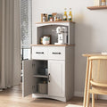 White Wooden Kitchen Cabinet with Framed Glass Doors and Drawer X37216