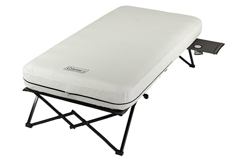 Queen-Size Airbed Cot Combination with Steel Frame & Side Table, Battery Pump Included S9567