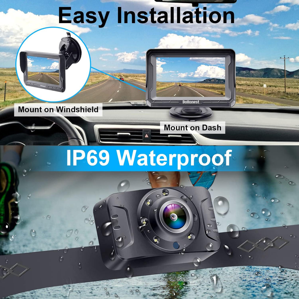 HD 1080P Rear View Monitor Kit Night Vision Waterproof Reverse Camera Pack of 2 W81918