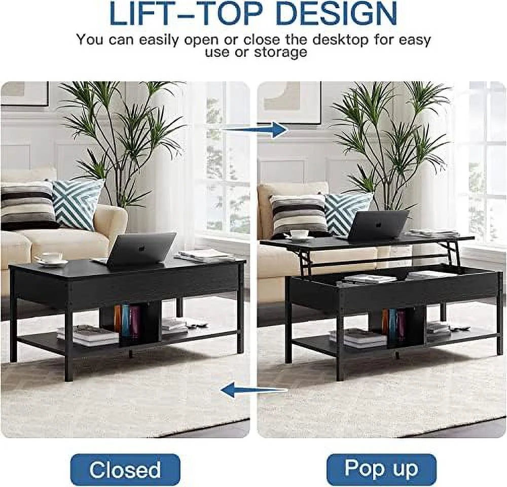 Brown Lift Top Coffee Table with Hidden Compartment H23787