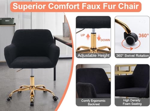 Faux Fur Desk Chair with Rolling Wheels O610
