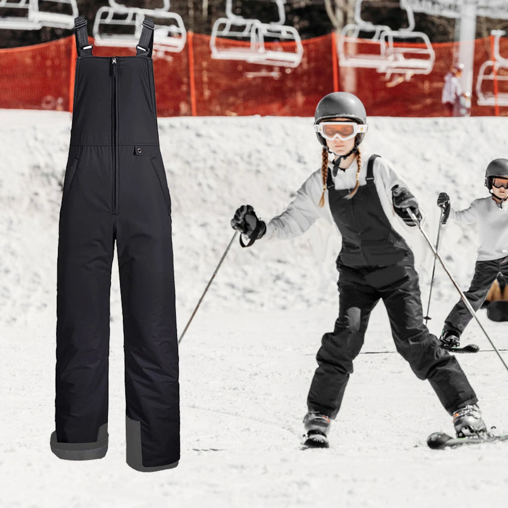 Kids Waterproof Snow Ski Bibs Overalls Long Bib Pants Insulated Ski Pants D2403