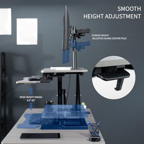 White 32 inch Height Adjustable Standing Desk Converter with Dual Monitor Stand Q9959