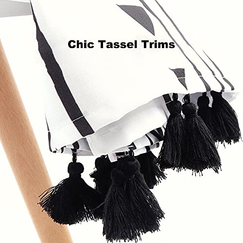72x72 Black and White Fabric Shower Curtain with Hooks G4204